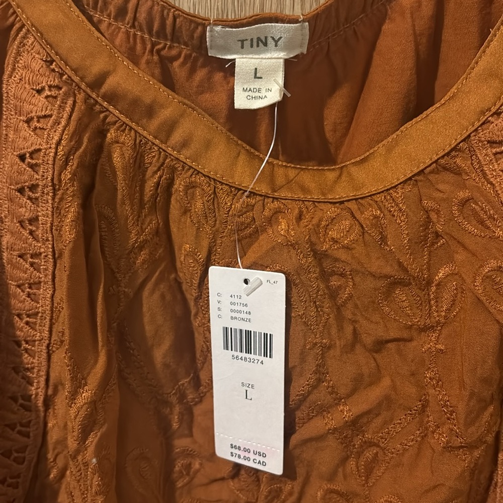 NWT Anthropologie embroidered tank with lace straps and rope tie - Picture 9 of 9